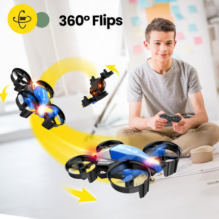 Holy Stone HS210F mini drons bērniem, 2 vienā tālvadības kvadrokopters ar nolaišanās režīmu un lidojuma režīmu, vienas atslēgas iedarbināšana, augstuma noturēšana, 3D pagriezieni, bezgalvas režīms, rotaļu dāvanas zēniem, C0 (zils)