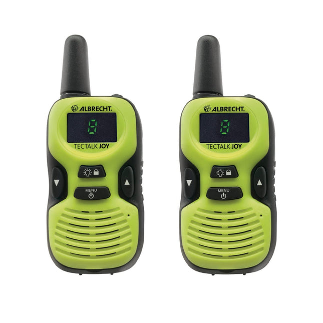 Albrecht Tectalk Joy rācijas 2 iepakojumā - bērnu rācija ar integrētu lukturīti, 29644, darbības rādiuss 500 m, vienkārša lietošana, USB uzlādes ligzda