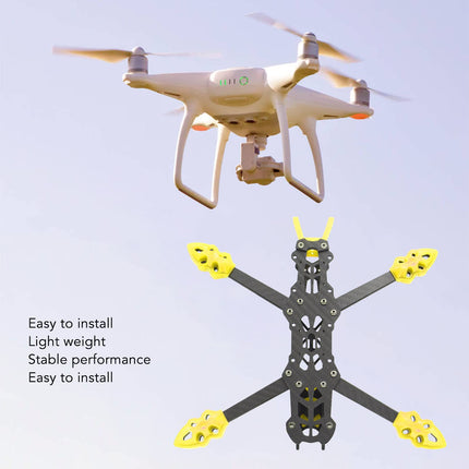KENANLAN kvadrokoptera rāmja komplekts, FPV sacīkšu drona rāmis profesionāls 225 mm riteņu bāzes oglekļa šķiedras kvadrokoptera rāmis RC drona piederumi (dzeltens)