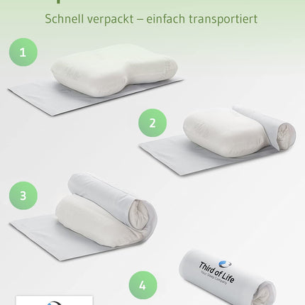 Ortopēdisks kakla atbalsta spilvens / sānu gulētāja spilvens NuMOON kakla mugurkaula spiediena mazināšanai, spilvens piemērots alerģijas slimniekiem, pretiekaisuma alvejas ekstrakts un bezmaksas otrais pārvalks