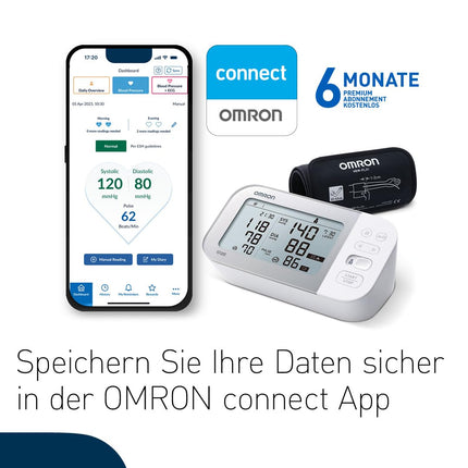 OMRON X7 Smart — automātisks augšdelma asinsspiediena mērītājs | Testa uzvarētājs Stiftung Warentest 23.11. | AFib noteikšana | klīniski apstiprināts - arī diabēta slimniekiem | ar bezmaksas viedtālruņa lietotni | 22–42 cm