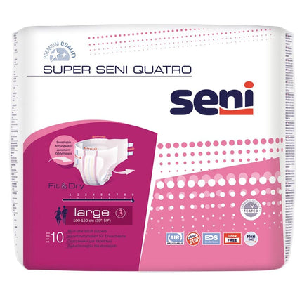 Super Seni Quatro - liels izmērs - 4200 ml - PZN 03151082 (6 x 10 gabali)