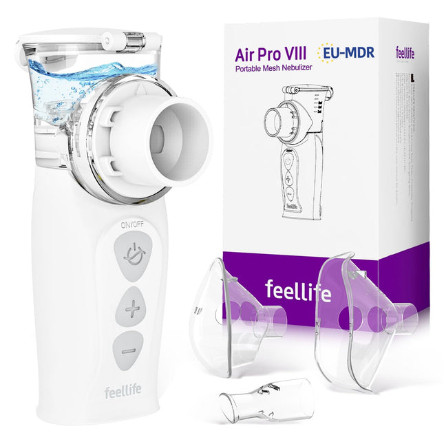 FEELLIFE inhalators bērniem, inhalators pieaugušajiem, inhalators bērniem, uzlādējams, kluss rokas inhalators Air Pro VIII ar AIMESH tehnoloģiju bērniem, pieaugušajiem, mazuļiem