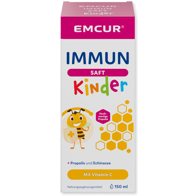 Emcur® imūnsupresīvs sula bērniem | ar C vitamīnu¹ | Imūnsistēma¹ | papildus propoliss, ehinācija | Timiāns | Plantāns | 150 ml | šķidrums
