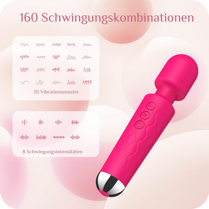 Vibrācija sievietēm, G punkta vibrācija sievietēm, dildo, seksa rotaļlieta sievietēm, 20 vibrācijas režīmi, 8 ātrumi, klusa, ūdensnecaurlaidīga, seksa rotaļlieta sievietēm, īpaši spēcīga (rožu sarkana)