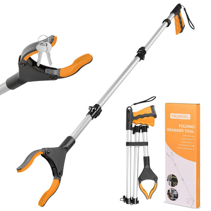 YAUNGEL 108 cm satvērējs senioriem, saliekams satvērējs ar magnētisku satvērēja roku, 360° rotējošs atkritumu satvērējs, garš atkritumu satvērējs, palīdzības sniedzējs cilvēkiem ar invaliditāti (oranžs)
