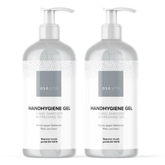 OSAVITA® roku higiēnas gels, dezinfekcijas gels dozatora pudelē, aizsargā un kopj, efektivitāte pārbaudīta saskaņā ar EN 14476 (2 x 500 ml)
