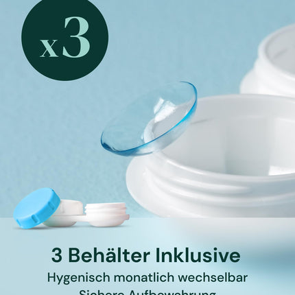 YogaMedic kontaktlēcu šķīdums — lēcu šķīdums mīkstajām lēcām, 3 x 360 ml, 1 x 100 ml un 3 kontaktlēcu futrāļi, kontaktlēcu šķīdums, universāls kombinēts šķīdums mīkstajām kontaktlēcām