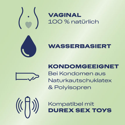 Durex Naturals Extra Sensitive lubrikants – 100% dabīgs lubrikants ar alvejas ekstraktu – dermatoloģiski pārbaudīts un pH draudzīgs – ​​100 ml (1 x 100 ml)