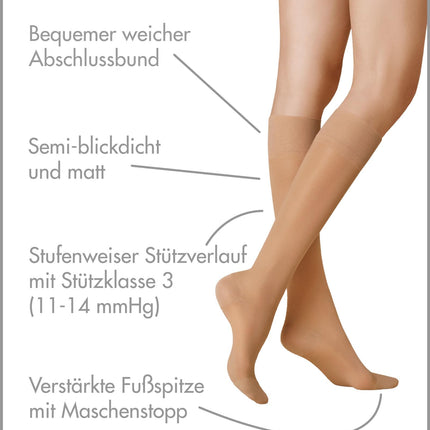 KUNERT sieviešu ceļgalu zeķubikses Fly&amp;Care® 40 efektīvs atbalsts III klase 40 DEN dzeltenbrūns 1003 39-42
