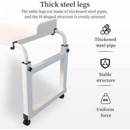 RCJCQSR virs gultas galds, mobilitātes galds virs gultas, klēpjdatora galds ar regulējamu augstumu 65–95 cm ar riteņiem, naktsgaldiņa blakusgaldiņš, barojošos galds uz riteņiem, datorgaldi (krāsa: ozols)