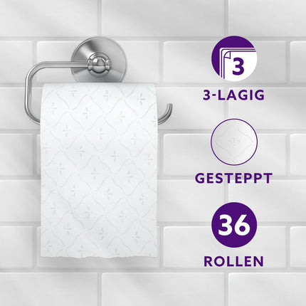 Amazon tualetes papīrs, 3 slāņu stepēts, samtaini mīksts, 36 ruļļi (9 ruļļi, 4 iepakojums), 200 loksnes rullī, FSC sertificēts