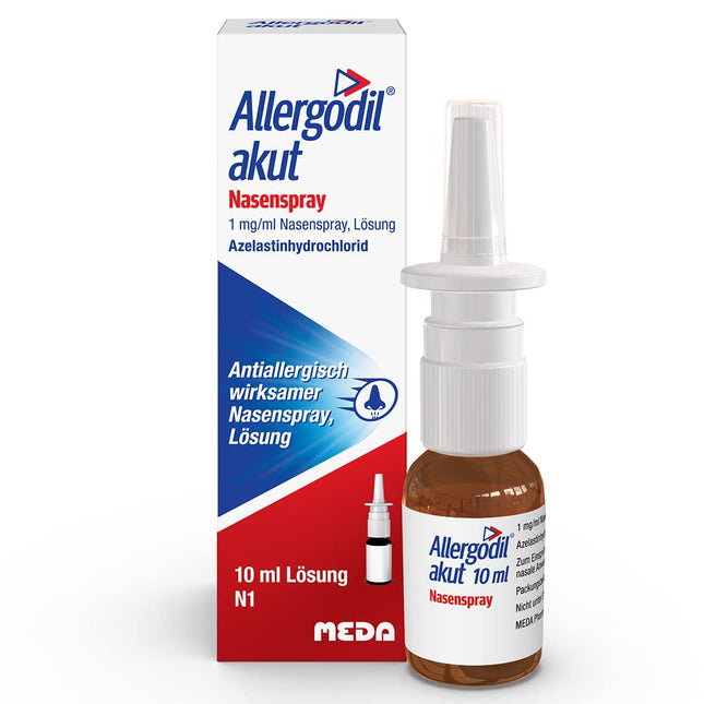 Allergodil akūts deguna aerosols: Azelastīna aerosols siena drudža un nesezonāla alerģiska rinīta ārstēšanai, 1 mg/1 ml šķīdums, 10 ml