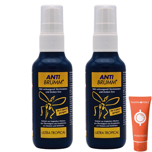 Anti Brumm Ultra Tropical 2x 75 ml I Aizsardzība pret tropiskajiem odiem I Kukaiņu atbaidīšanas līdzeklis I Odu aerosols I Aizsardzība pret odiem un ērcēm I Brīvdienas, tālsatiksmes ceļojumi I DEET I Izdevīgs komplekts plus Pharma Perle dāvana