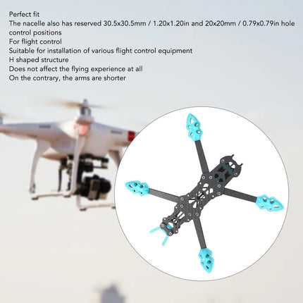 KENANLAN kvadrokoptera rāmja komplekts, FPV sacīkšu drona rāmis profesionāls 225 mm riteņu bāzes oglekļa šķiedras kvadrokoptera rāmis RC dronu piederumiem (zils)