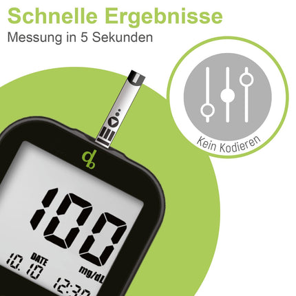 Adia asins glikozes testa strēmeles, 200 strēmeles, izdevīgs iepakojums glikozes līmeņa kontrolei asinīs diabēta (cukura slimības) gadījumā, Adia asins glikozes mērītājam (šeit nav iekļauts)