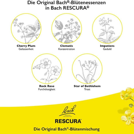 Oriģinālie Bach RESCURA pilieni bezalkoholiskie: (agrāk Rescue) Baha ziedu maisījums, 20 ml