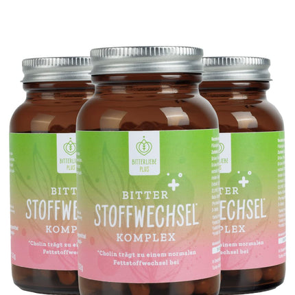 BitterLiebe® rūgto vielmaiņas komplekss - 90 augstas devas kapsulas ar holīnu, cinku, vitamīniem un rūgtajām vielām - normālai tauku un enerģijas vielmaiņai - vegāns un ražots Vācijā