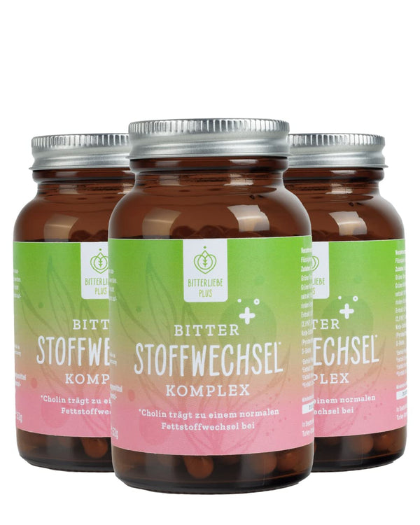 BitterLiebe® rūgto vielmaiņas komplekss - 90 augstas devas kapsulas ar holīnu, cinku, vitamīniem un rūgtajām vielām - normālai tauku un enerģijas vielmaiņai - vegāns un ražots Vācijā