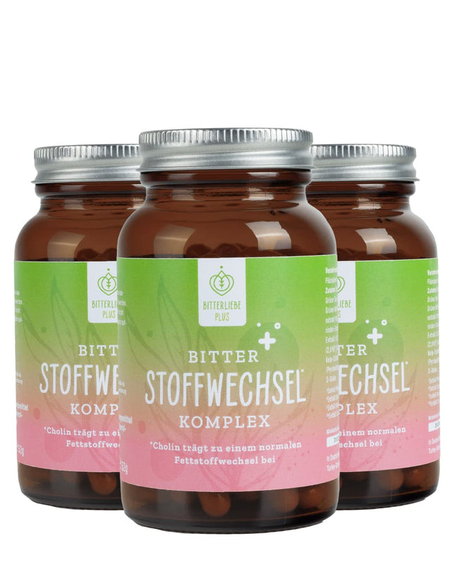 BitterLiebe® rūgto vielmaiņas komplekss - 90 augstas devas kapsulas ar holīnu, cinku, vitamīniem un rūgtajām vielām - normālai tauku un enerģijas vielmaiņai - vegāns un ražots Vācijā
