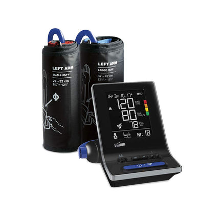 Braun ExactFit 5 Connect viedais augšdelma asinsspiediena mērītājs | Braun lietotne “Veselīga sirds” | Klīniski pierādīta precizitāte | Krāsu kodēts displejs | 2 aproču izmēri | Mājai | BUA6350
