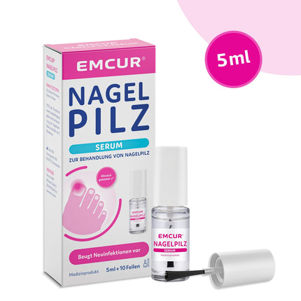 Emcur® serums | ar ārstēšanas plānu | ar 10 nagu vīlēm | Kāju nagi | Roku nagi kā pudele ar aplikatoru | 5 ml pietiek līdz 3 mēnešiem