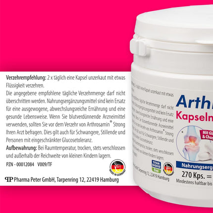 Arthrosamin stiprās locītavu kapsulas ar hialuronskābi, 270 kapsulas, 304 g