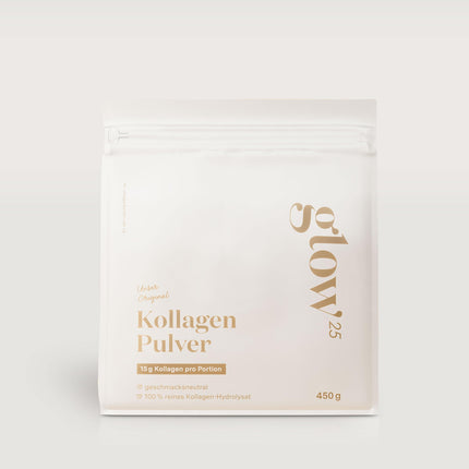 Glow25® kolagēna pulveris [450 g] - mūsu oriģinālais - kolagēna hidrolizāts - 1. un 3. tipa peptīdi - laba šķīdība - neitrāls