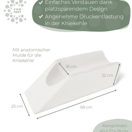 Ergonomisks vēnu spilvens kāju pacelšanai - kāju pacelšanas spilvens, kāju atbalsta ķīļveida spilvens/atbalsta spilvens kājām un ceļgaliem, ideāli piemērots kā limfātiskais spilvens un vēnu ķīlis, BALTS