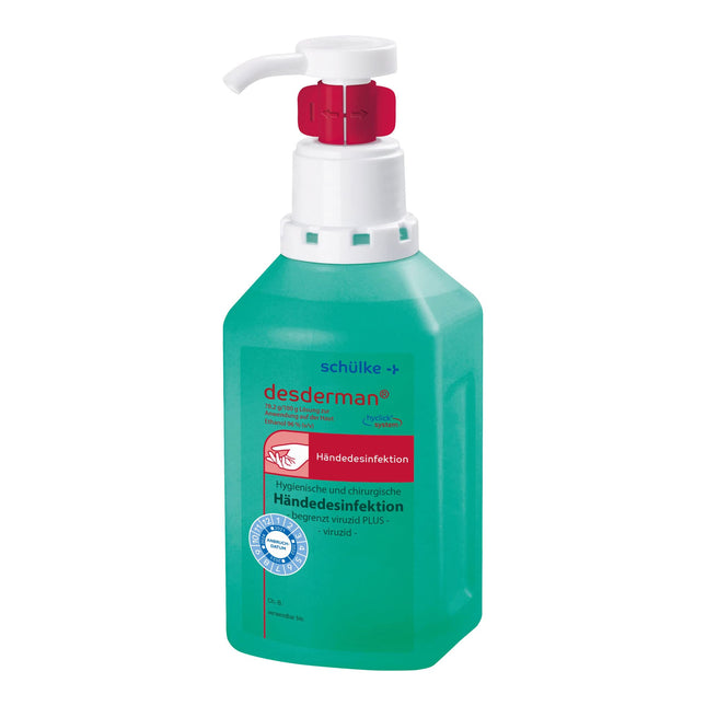 Schülke Desderman® 500ml roku dezinfekcijas līdzeklis | Dezinfekcijas līdzeklis praktiskā Hyclick dozatorā | pret baktērijām un vīrusiem | bez krāsvielām un smaržvielām
