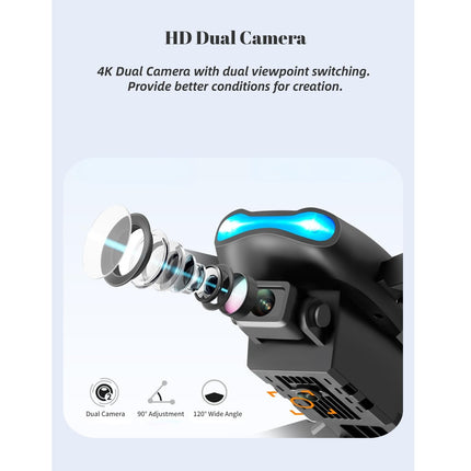 Salokāms RC drons, šķēršļu apiešana, kvadrokopters, HD dubultā kamera, 4k aerofotogrāfija, RC lidaparāts, Wi-Fi lietotnes atbalsts, dāvanas bērniem un pieaugušajiem