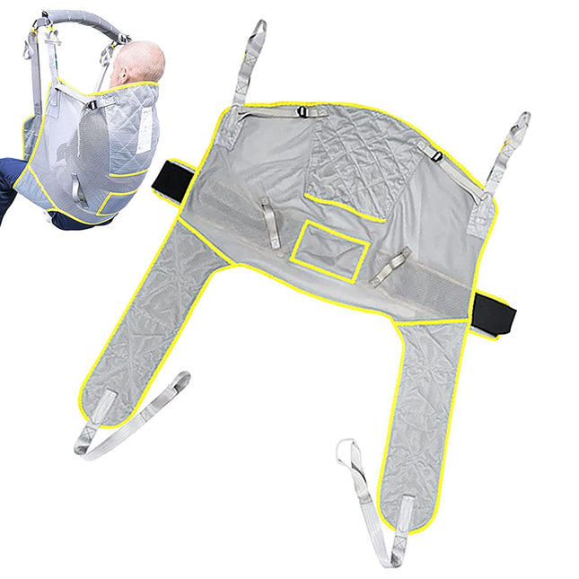 Atvērta pacienta pacēlāja pārvietošanas siksna, pacienta palīglīdzeklis, tualetes siksnas pacienta pacēlājs, pacienta palīglīdzekļa universālais vannas pacienta pacēlājs ar galvas balstu, dušas siksna ar dalītām kājām