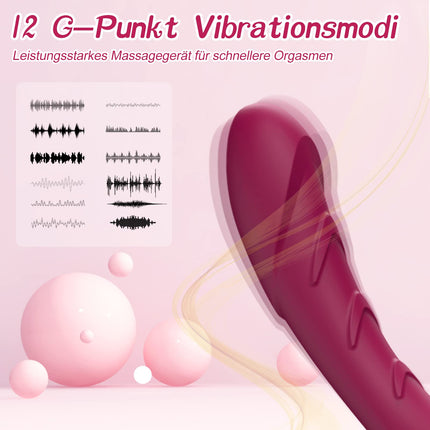 Silikona G-punkta vibrators seksa rotaļlietu vibratori viņas klitoram, kluss, reālistisks dildo anālais vibrators sievietēm un pāriem ar 12 vibrācijas režīmiem (sarkanvīna krāsā)
