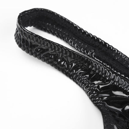 iiniim vīriešu mini mikro stringbiksītes ar mitra izskata G-string biksītēm, mini biksītes, lakotas ādas bikini biksītes, apakšveļa, D, melna, XL