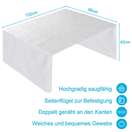 Aimtton mazgājams nesaturēšanas paliktnis 86 × 132 cm, gultas paliktņi ar spārniem, absorbējošs nesaturēšanas gultas paliktnis, ūdensnecaurlaidīgs gultas paliktnis zils