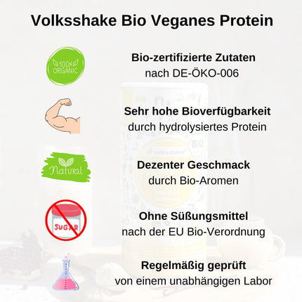 ORGANISKS vegānu proteīns | DE-ÖKO-006 | 10 augu izcelsmes olbaltumvielu avoti | Bez saldinātājiem | Bez sojas un glutēna | Augstākās kvalitātes no Konstances ezera | Ražots Vācijā (1000 g, dabīgs)