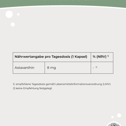 Organiskais astaksantīns 60 kapsulas - 2 mēnešu krājumi - augsta deva 8 mg - tīra viela - uztura bagātinātājs - vegāns un laboratoriski pārbaudīts - tīrības zīmols