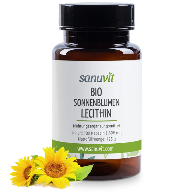 Sanuvit® - BIOLOĢISKAS saulespuķu lecitīna kapsulas | 1200 mg dienā | Augsta deva | Augsta biopieejamība un panesamība | Vegāns | Ražots Austrijā | 180 kapsulas