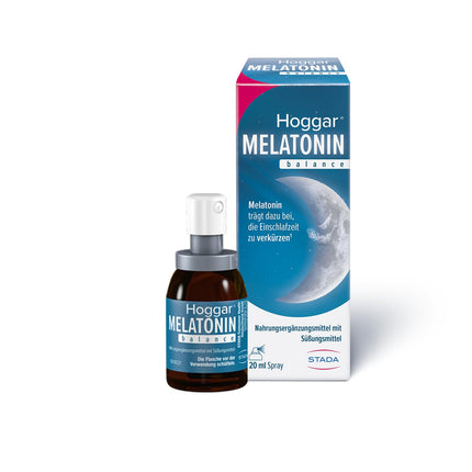 Hoggar MELATONIN balance - Miega aerosols - Uztura bagātinātājs ar melatonīnu, lai saīsinātu aizmigšanas laiku un cīnītos pret laika joslu nobīdi - ar B6 vitamīnu - 20 ml aerosols