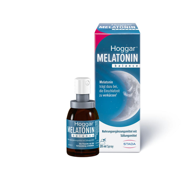 Hoggar MELATONIN balance - Miega aerosols - Uztura bagātinātājs ar melatonīnu, lai saīsinātu aizmigšanas laiku un cīnītos pret laika joslu nobīdi - ar B6 vitamīnu - 20 ml aerosols