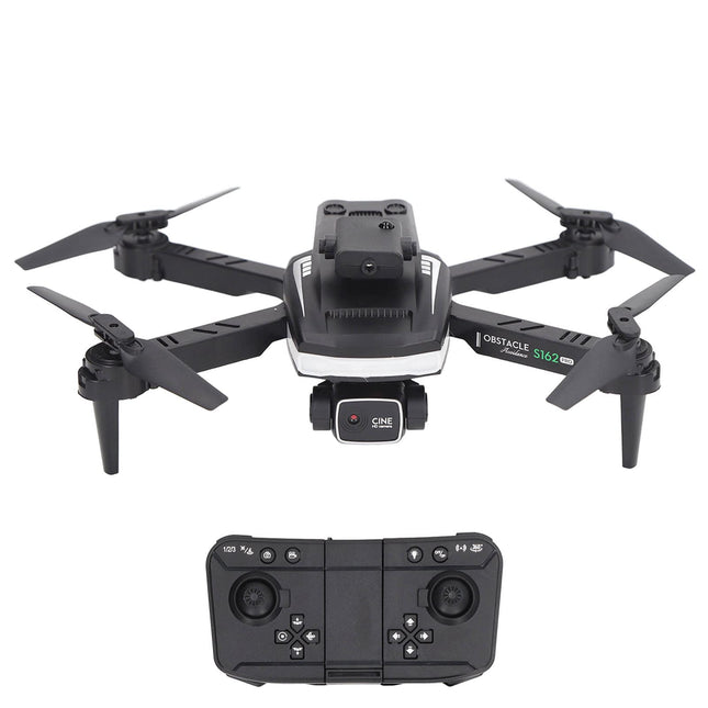 S162 RC salokāms drons, kabatas RC kvadrokopters ar 4K HD FPV dubulto kameru iesācējiem, bezgalvas režīms, 360 grādu pagrieziens, iebūvēts 1200 mAh litija akumulators, viegla lidošana