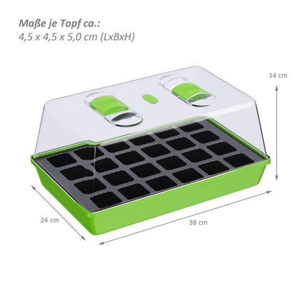 WELLGRO audzēšanas paplāte - iekštelpu siltumnīca ar ventilējamu vāku un augu etiķetēm - 1, 2 vai 4 gabali - 38 x 24 x 19 cm, daudzums: 1 gabals