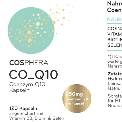 Koenzīms Q10 - augsta deva ar 250 mg vienā kapsulā. 120 vegāniskas kapsulas 4 mēnešu krājumā - bagātinātas ar biotīnu un niacīnu, lai veicinātu normālas ādas uzturēšanu un normālu enerģijas vielmaiņu.