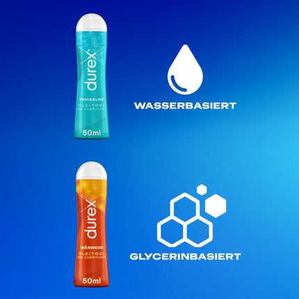 Durex Play lubrikanta universālais maisījuma iepakojums sievietēm un vīriešiem - komplekts ar ūdens bāzes lubrikantu seksam, saderīgs ar prezervatīviem (2 x 50 ml)