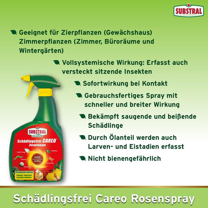 Substral Pest-Free Careo dekoratīvajiem augiem, pret kaitēkļiem, piemēram, laputīm, zvīņkājiem, govju blaktīm, kāpuriem, 800 ml, zaļš