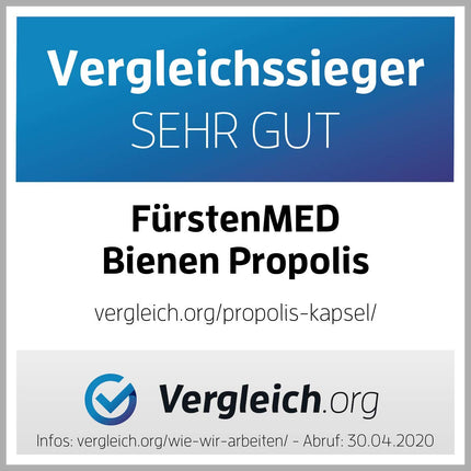 FürstenMED® 900 mg bišu propolisa kapsulas ar augstu devu - dabīgi flavonoīdi no bišu sveķiem ar C vitamīnu (no acerolas) - 90 veģetārās kapsulas - laboratoriski pārbaudītas