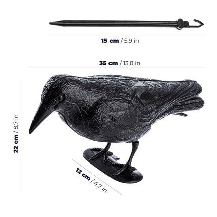 KADAX Black Raven, baložu atbaidītājs un baložu atbaidītājs no plastmasas, putnu atbaidītājs, dabiska kaitēkļu apkarošana, aizsardzība pret kaitinošiem putniem