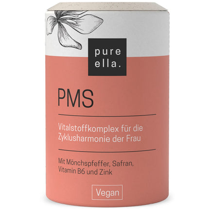 Pure Ella Vital uzturvielu komplekss sievietēm - satur vijoles ogas, aveņu mēli, safrānu, C vitamīnu, B6 vitamīnu un cinku - periodam pirms menstruācijām - dabīgs, bez hormoniem, vegāns - 60 kapsulas