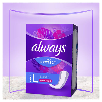 Always Daily Protect ikdienas ieliktnīši sievietēm, garie (64 ieliktnīši), Gigapack, ar svaigu aromātu, piemēroti visām biksīšu formām, elpojoši, elastīgi