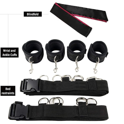 BDSM seksa verdzības komplekti, gultas ierobežojumi, roku dzelži, acu aizsietnes, Hallowa verdzības komplekts, ierobežojoša virve, ekstremāli gultas ierobežojumi, lieliski piemēroti pāriem, sieviešu rotaļlietas